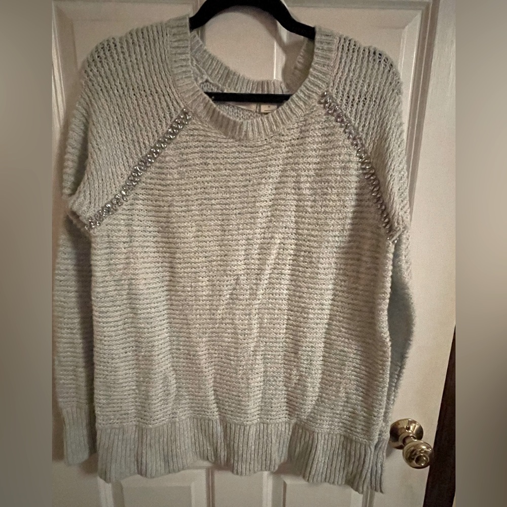 Anthropologie Sleeping on Snow Jeweled Sweater - M/L